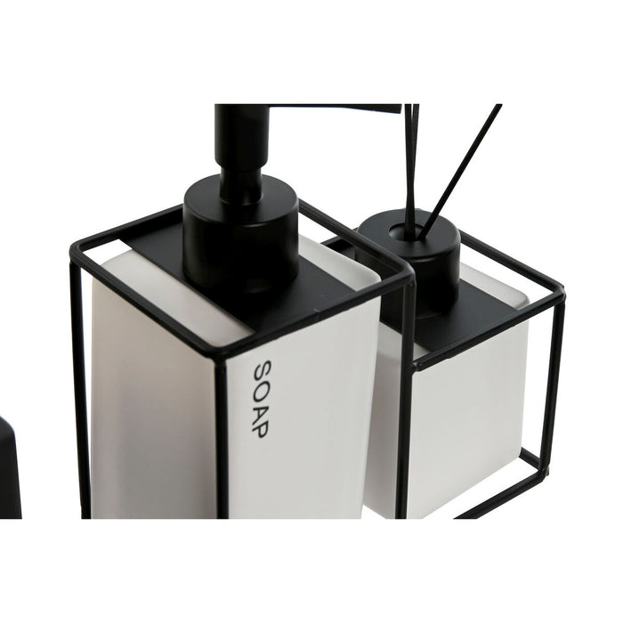 Bath Set Home ESPRIT White Black Metal Dolomite 14,5 x 8 x 17 cm 2 Pieces (2 Units)