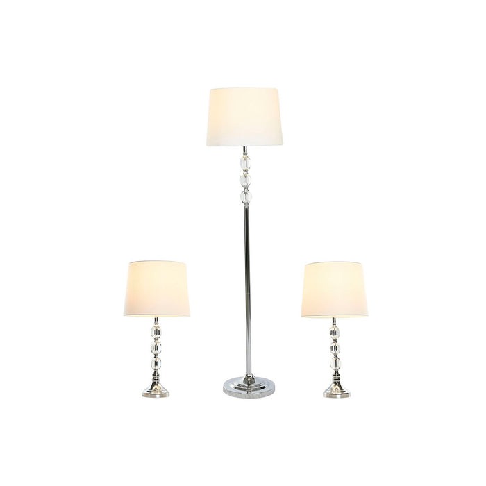 Floor Lamp Home ESPRIT White Silver 50 W 220 V 35 x 35 x 150 cm (3 Pieces)