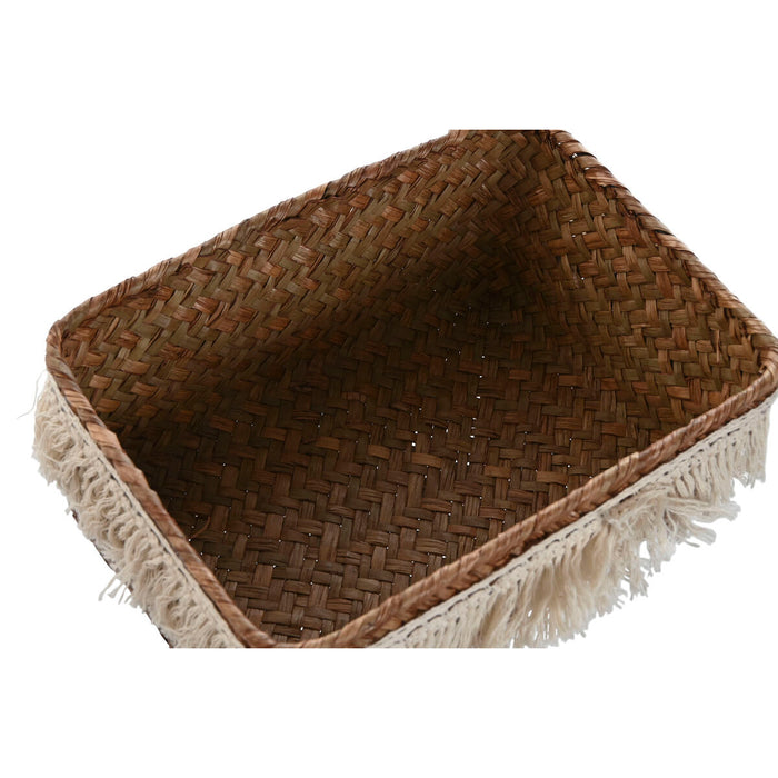 Basket set Home ESPRIT Natural Fibre Boho Worn 23 x 17 x 10 cm
