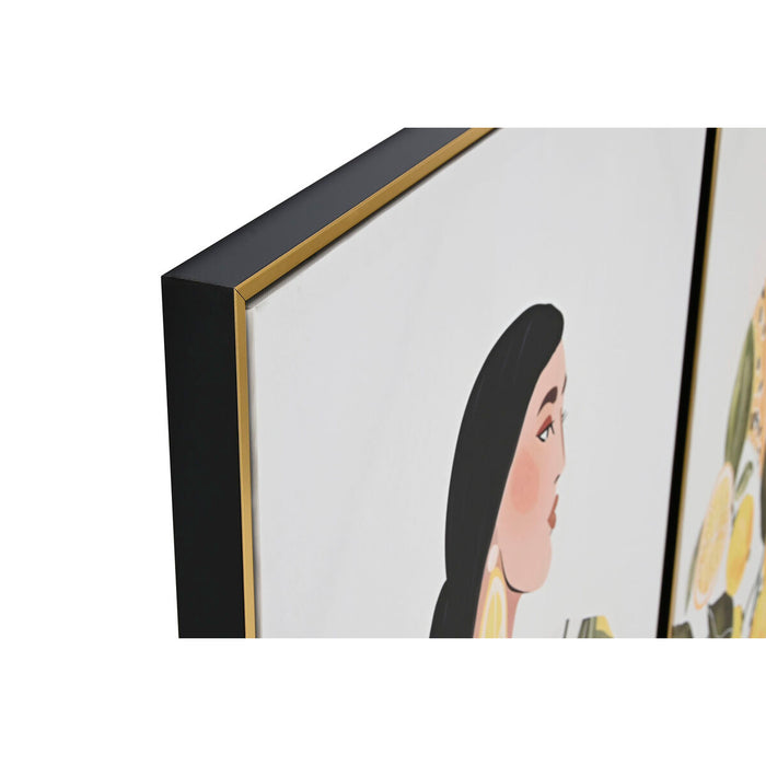 Canvas Home ESPRIT Yellow Green Mediterranean chica 82,5 x 3,5 x 122,5 cm (2 Units)