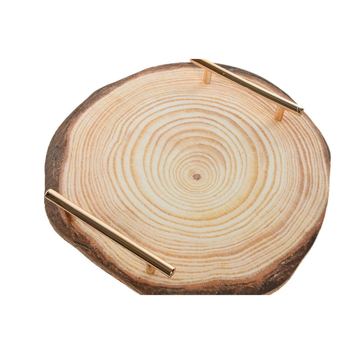 Centerpiece Home ESPRIT Brown Golden Metal MDF Wood 30 x 30 x 4 cm (2 Units)