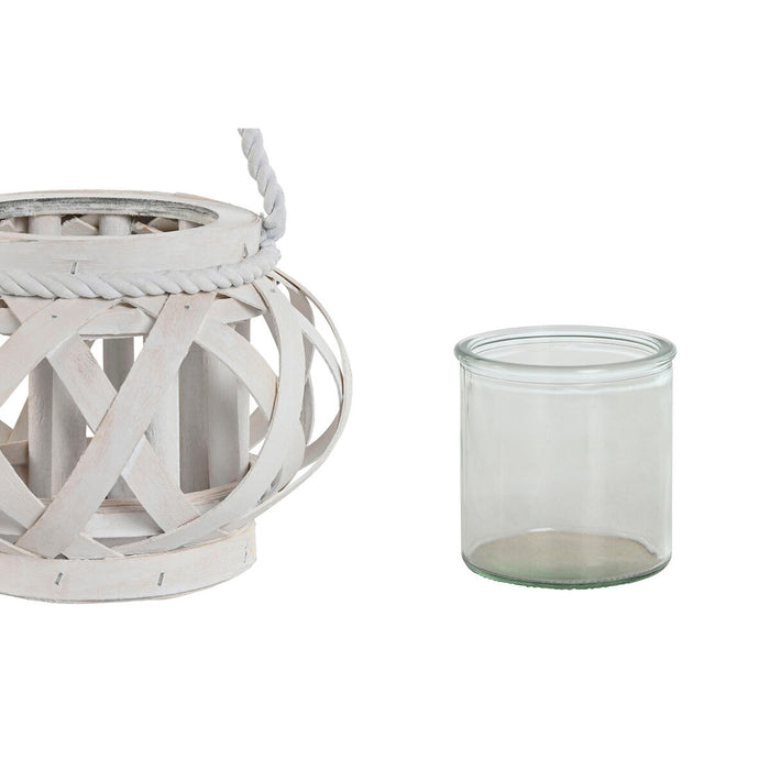 Candleholder Home ESPRIT White Wood Crystal 18 x 18 x 13 cm