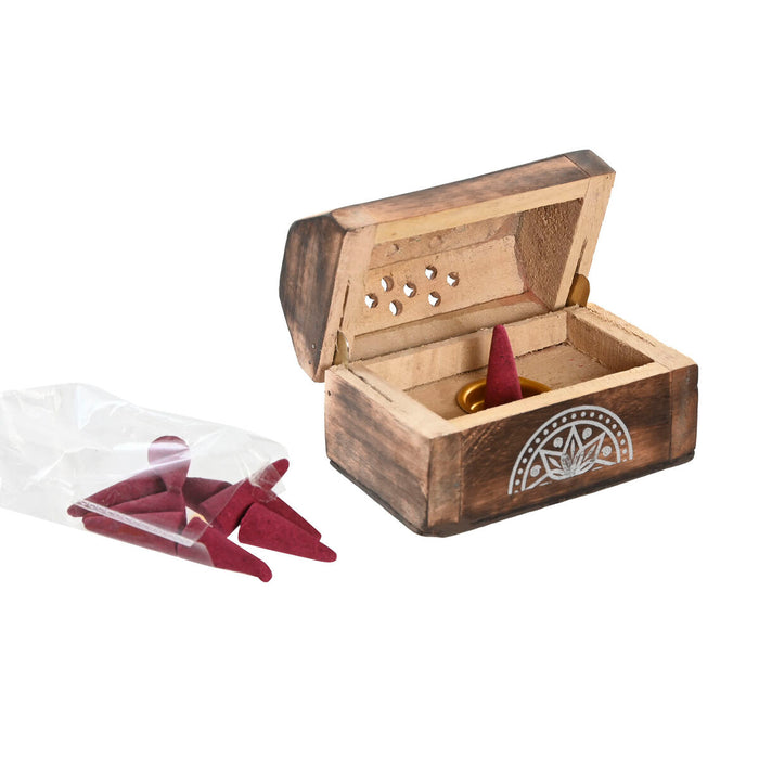 Essential oil burner Home ESPRIT Mango wood Mandala Indian Man 9,5 x 5,5 x 6 cm Incense (6 Units) (10 Units)