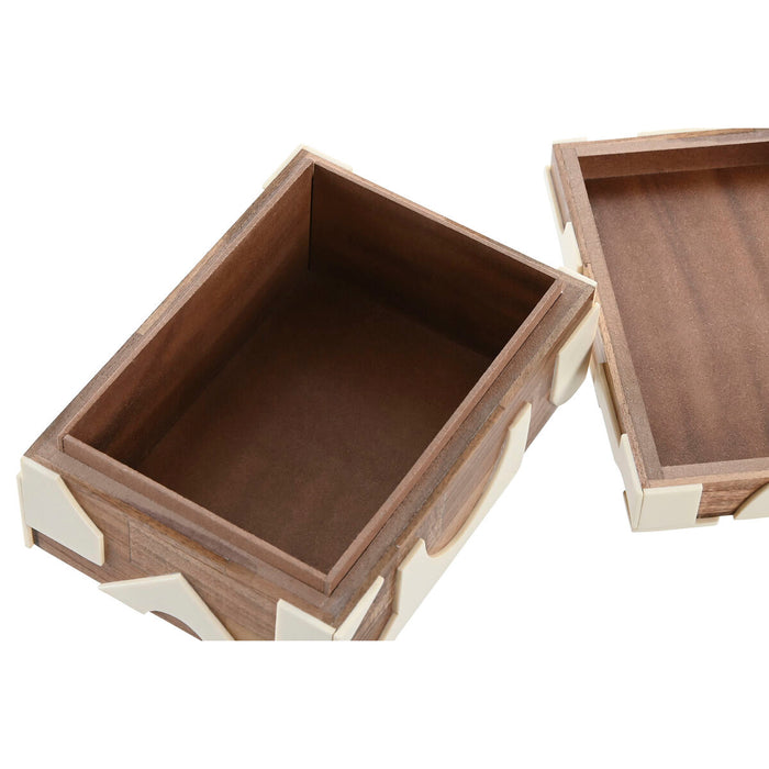 Jewelry box Home ESPRIT Black Natural Resin Acacia 18 x 13 x 7,5 cm (2 Pieces)