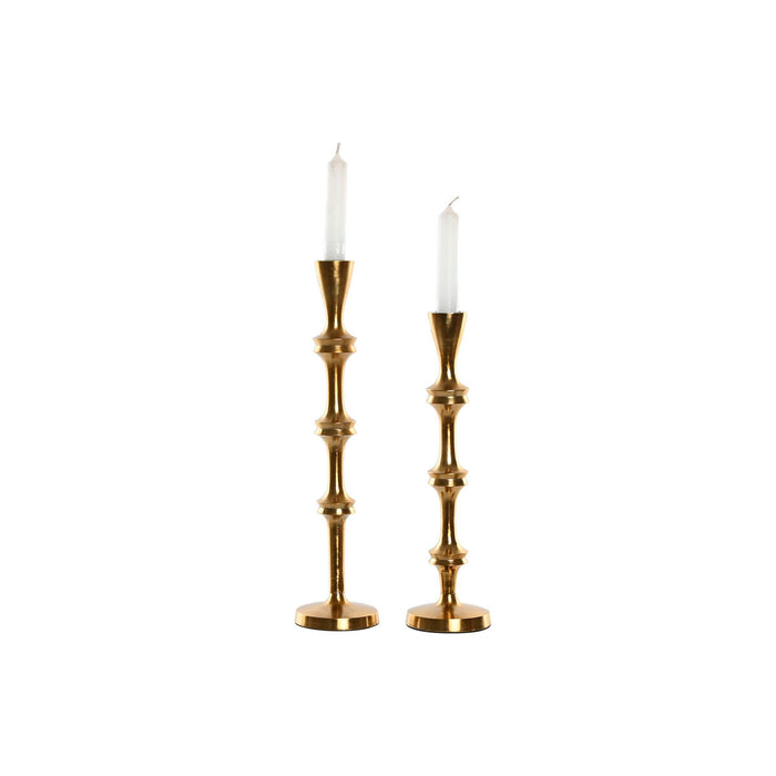 Candle Holder Home ESPRIT Golden Aluminium Modern 8 x 8 x 36 cm (2 Units)