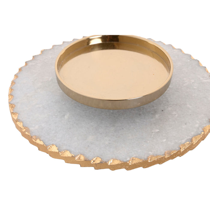 Candleholder Home ESPRIT White Golden Crystal Marble 25 x 25 x 27 cm