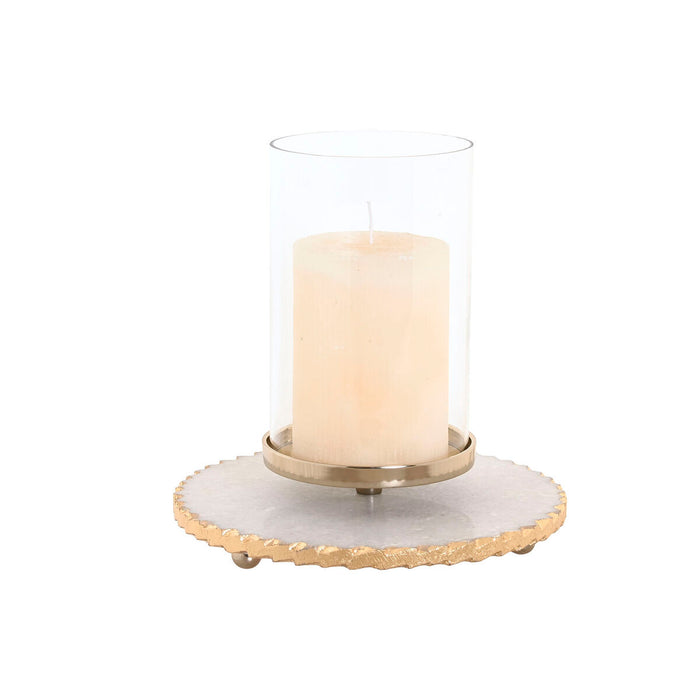 Candleholder Home ESPRIT White Golden Crystal Marble 25 x 25 x 27 cm