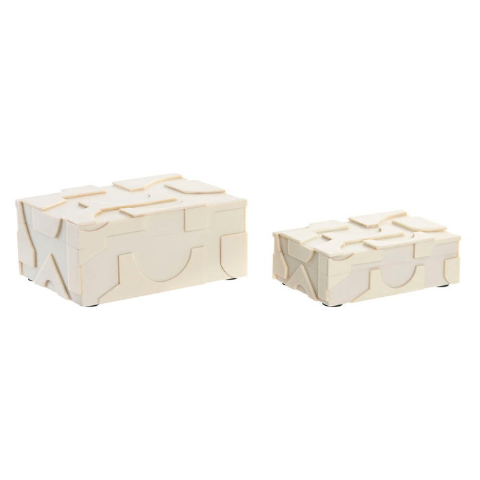 Jewelry box Home ESPRIT White Resin Bone 18 x 13 x 7,5 cm (2 Pieces)