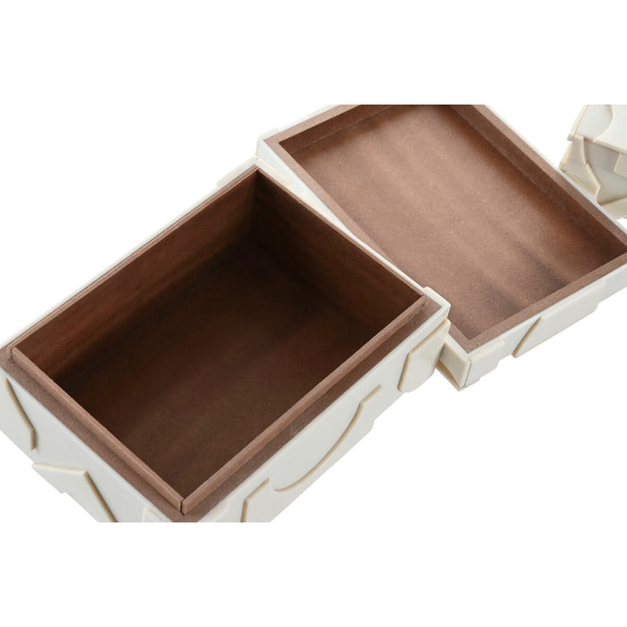 Jewelry box Home ESPRIT White Resin Bone 18 x 13 x 7,5 cm (2 Pieces)