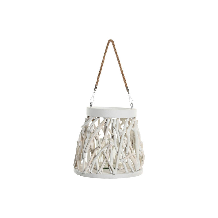 Candleholder Home ESPRIT White Wood Crystal 35 x 35 x 32 cm (2 Units)