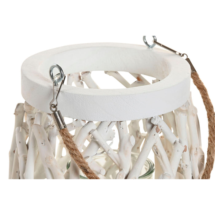 Candleholder Home ESPRIT White Wood Crystal 35 x 35 x 32 cm (2 Units)