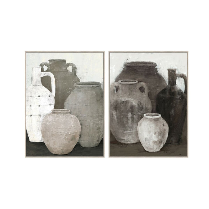 Canvas Home ESPRIT Black Grey Oriental Vase 90 x 4 x 120 cm (2 Units)