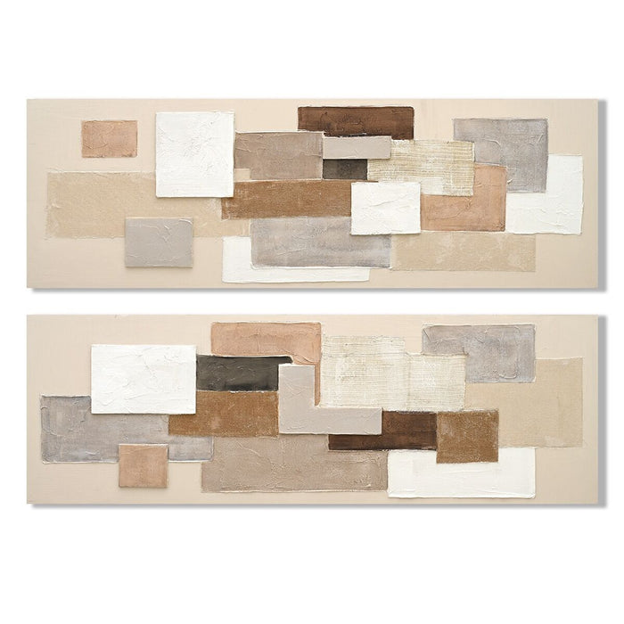 Canvas Home ESPRIT White Beige Abstract Urban 150 x 3 x 50 cm (2 Units)