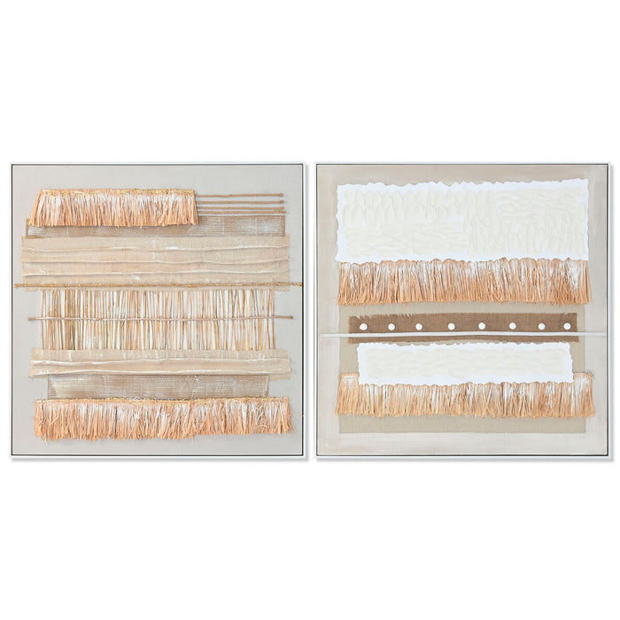 Canvas Home ESPRIT White Natural Boho 82 x 4,5 x 82 cm (2 Units)