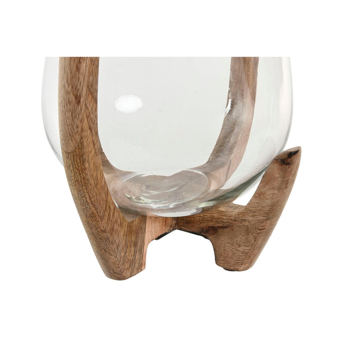 Candleholder Home ESPRIT Natural Crystal Mango wood 18 x 18 x 33 cm