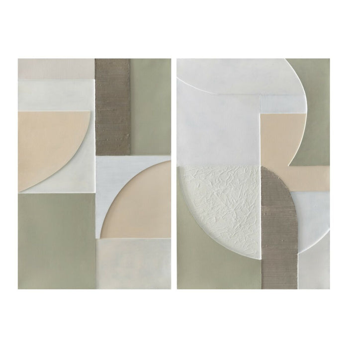 Canvas Home ESPRIT White Green Abstract Urban 80 x 3,5 x 120 cm (2 Units)