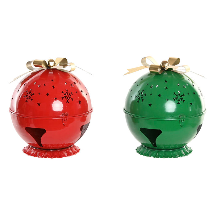Christmas bauble Home ESPRIT Red Green Golden 31,5 X 31,5 X 35,5 CM (2 Units)