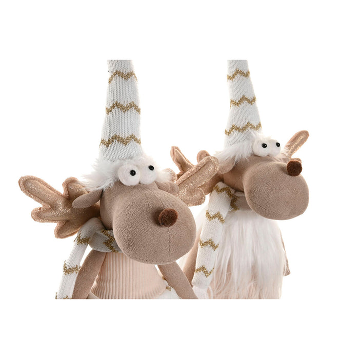 Christmas bauble Home ESPRIT White Reindeer 14 X 13 X 60 CM (2 Units)