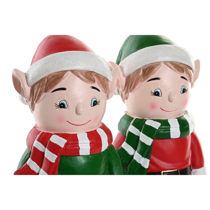 Christmas bauble Home ESPRIT Multicolour Elf 15 X 13 X 32 cm (2 Units)