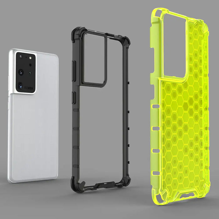 Honeycomb case armored cover with a gel frame for Samsung Galaxy S22 Ultra transparent - Cell phone cases