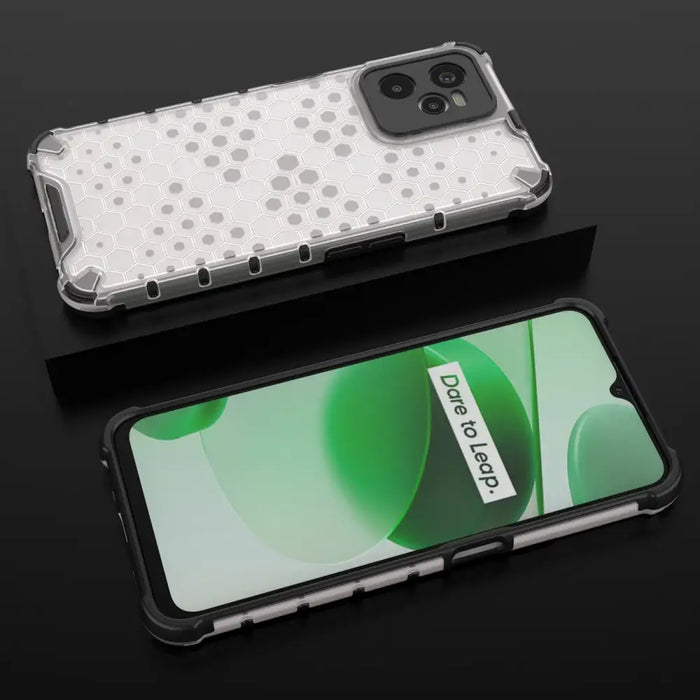 Honeycomb case armored cover with a gel frame Realme C35 transparent - Cell phone cases and covers<<<HurtelXML