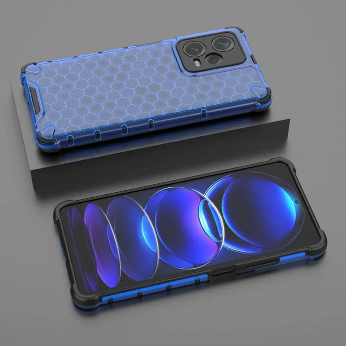 Honeycomb case for Xiaomi Redmi Note 12 Pro+ armored hybrid cover blue - Cell phone cases and covers<<<HurtelXML