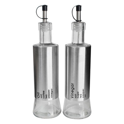 OIL AND VINEGAR BOTTLES CHROME 320ML TOP HORECANO