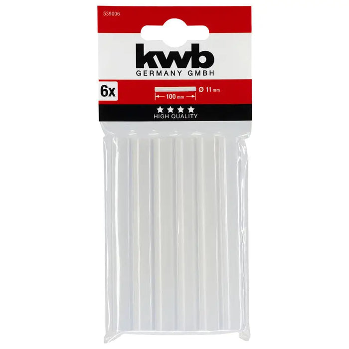 HOT GLUING CARTRIDGES 6 PCS TRANSPARENT F 11 X 100 MM KWB - Патрони топло лепене<<<Консумативи за