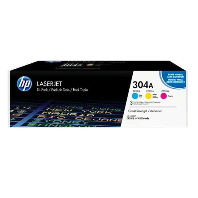 HP 304A original Toner cartridge CF372AM cyan magenta yellow standard capacity 3 x 2.800 pages 3-pack