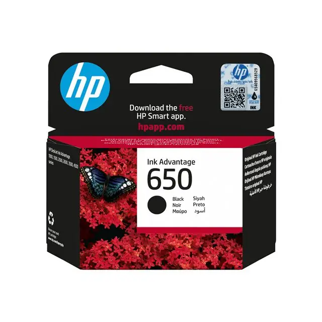 HP 650 original Ink cartridge CZ101AE BHK black standard capacity 360 pages 1-pack - Мастила и Мастилени