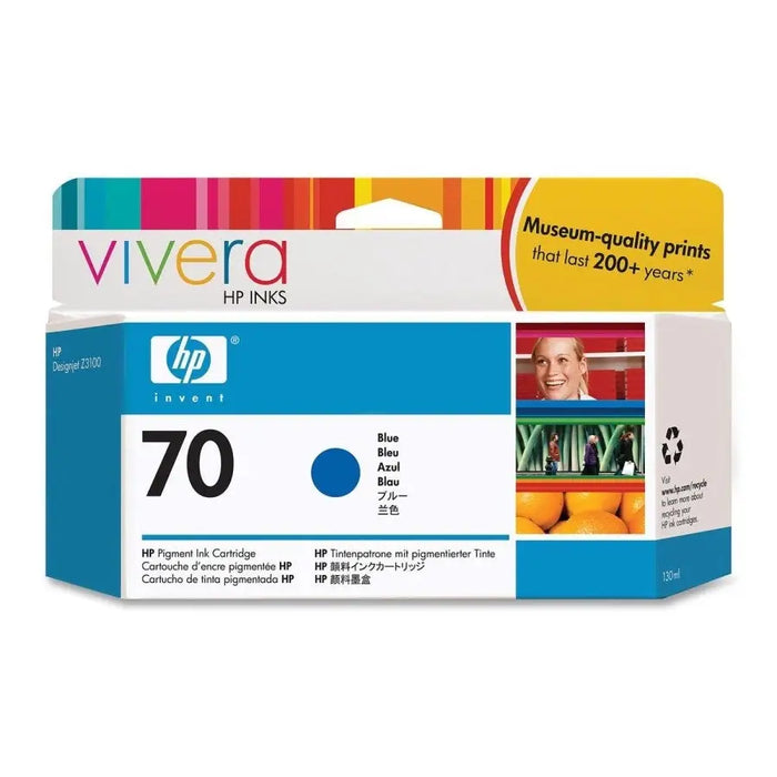 HP 70 original Ink cartridge C9458A blue standard capacity 130ml 1-pack with Vivera Ink cartridge - LFP мастила и LFP