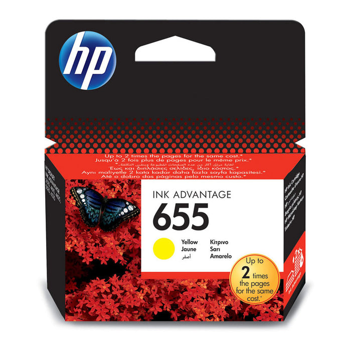 HP 655 original Ink cartridge CZ112AE BHK yellow standard capacity 600 pages 1-pack