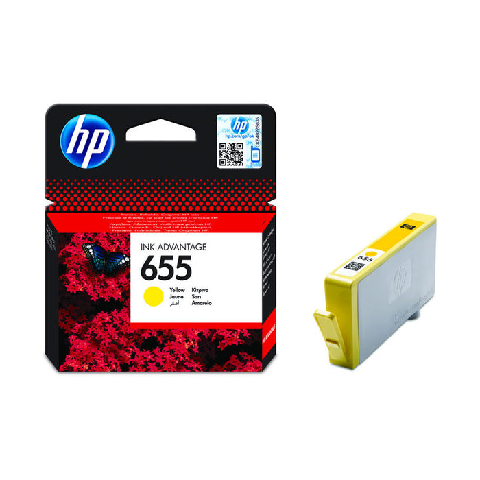 HP 655 original Ink cartridge CZ112AE BHK yellow standard capacity 600 pages 1-pack