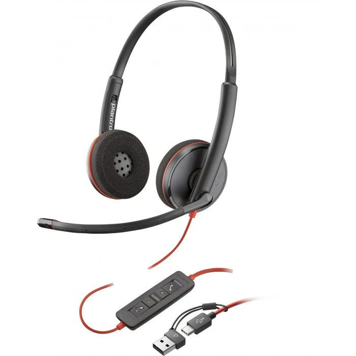 HP Poly Blackwire 3220 Stereo USB-C Headset +USB-C/A Adapter Bulk SmartBuy