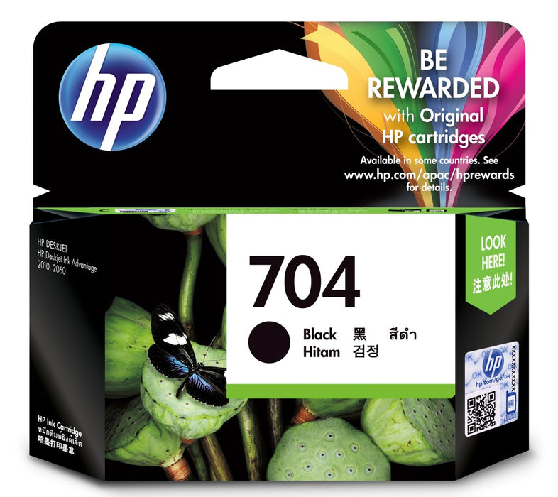 HP 704 original Ink cartridge CN692AE 445 black standard capacity 480 pages