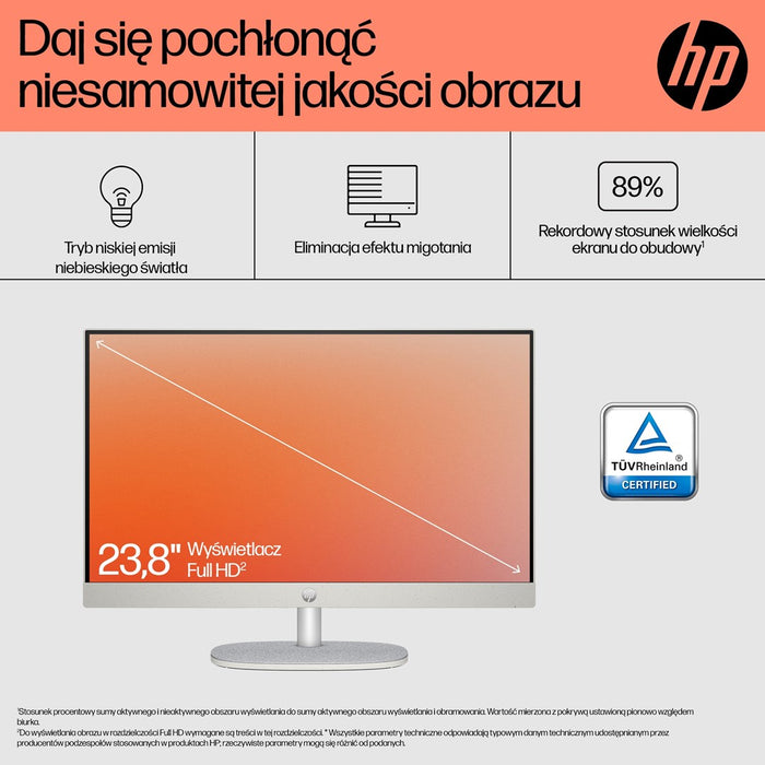 HP 24-cr0312nw AMD Ryzen™ 5 7520U 60.5 cm (23.8") 1920 x 1080 px All-in-One PC 16 GB LPDDR5-SDRAM 512 GB SSD Windows 11 Home Wi-Fi 6 (802.11ax) White