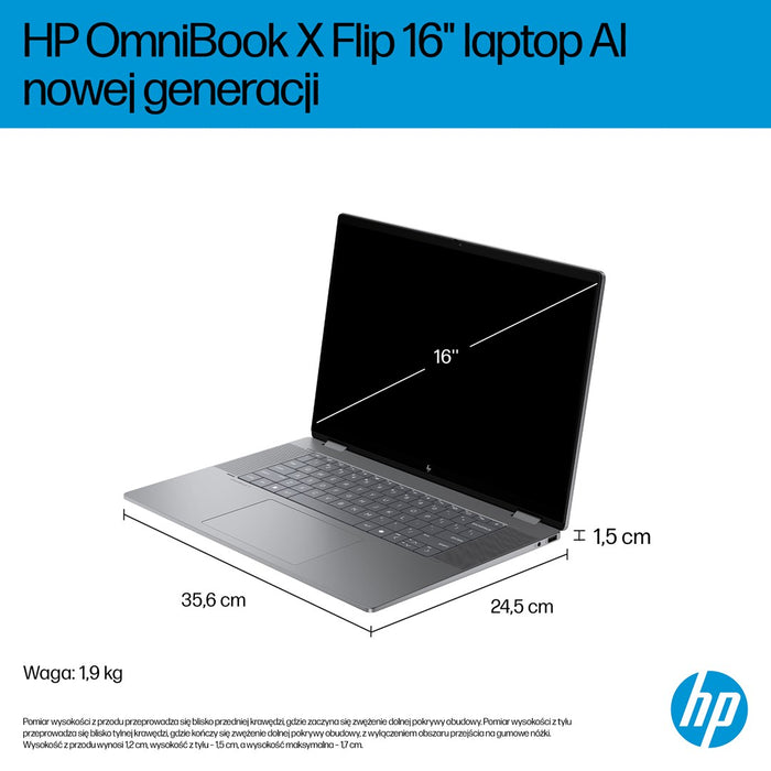 HP OmniBook X Flip Next Gen AI 16-ar0016nw Copilot+ PC AMD Ryzen AI 5 340 2-in-1 40.6 cm (16") touchscreen 2K 16 GB LPDDR5x-SDRAM 1 TB SSD Wi-Fi 7 (802.11be) Windows 11 Home Silver