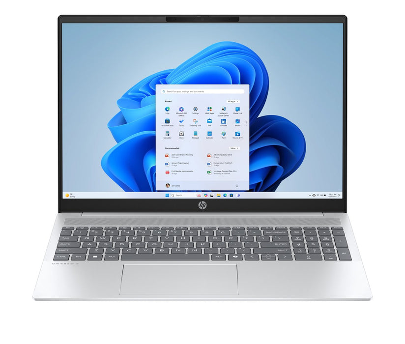 HP OmniBook 5 AI 16-af1072nw Intel Core Ultra 5 225U Laptop 40.6 cm (16") 2K 16 GB LPDDR5x-SDRAM 512 GB SSD Wi-Fi 6E (802.11ax) FreeDOS AI PC Silver