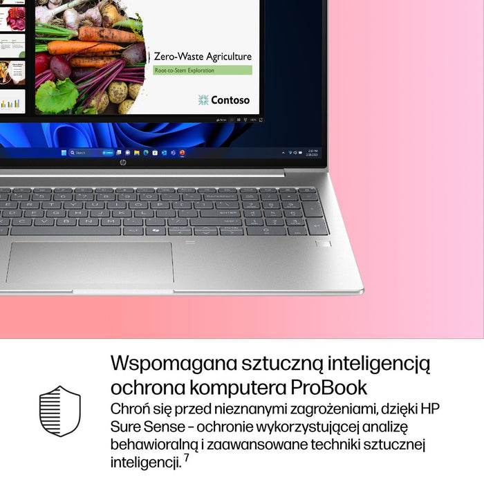 HP ProBook 4 G1i AI Intel Core Ultra 7 255U Laptop 40.6 cm (16") WUXGA 16 GB DDR5-SDRAM 512 GB SSD Wi-Fi 6E (802.11ax) Windows 11 Pro AI PC Silver