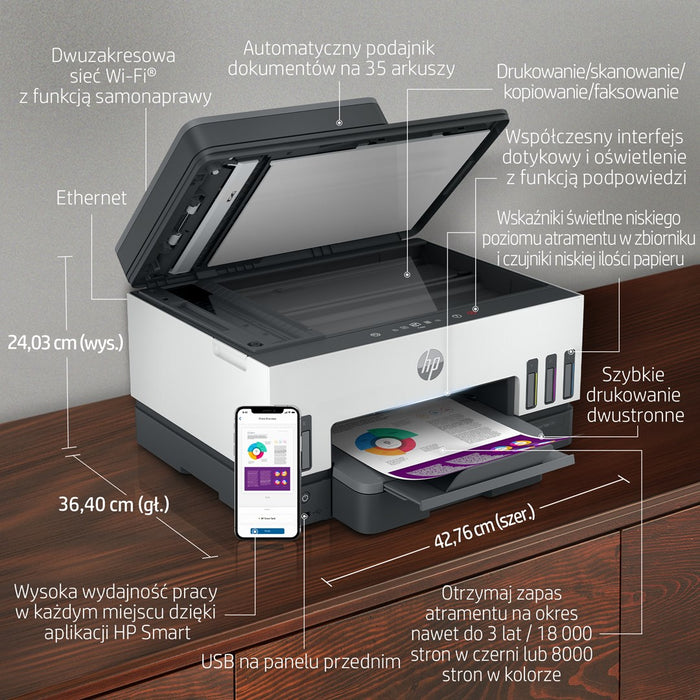 HP Smart Tank 790 All-in-One A4 Color Dual-band WiFi Ethernet Print Scan Copy Inkjet Fax 15/9ppm
