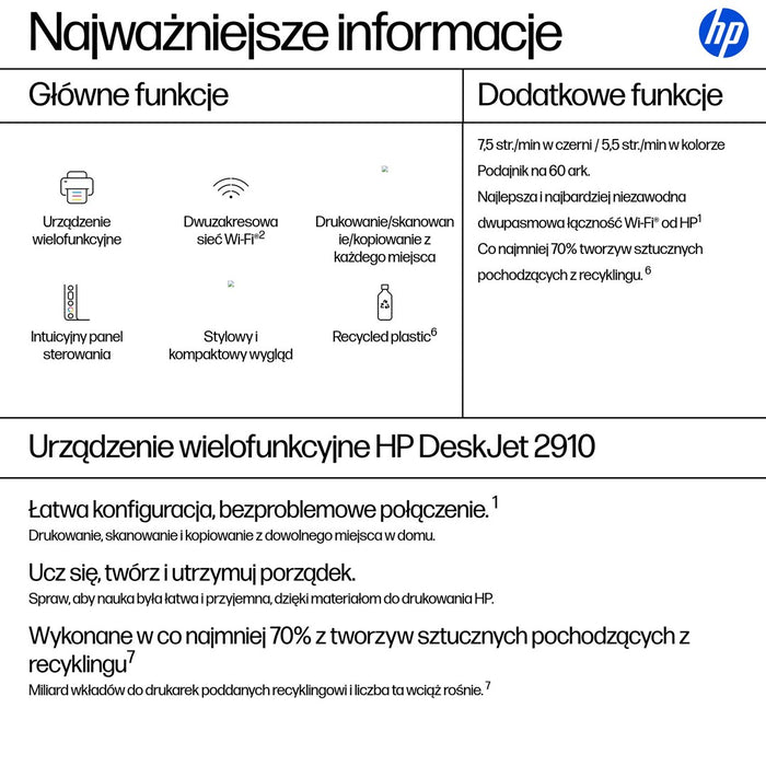 HP DeskJet 2910 All-in-One Color Printer 7.5/5.5 ppm