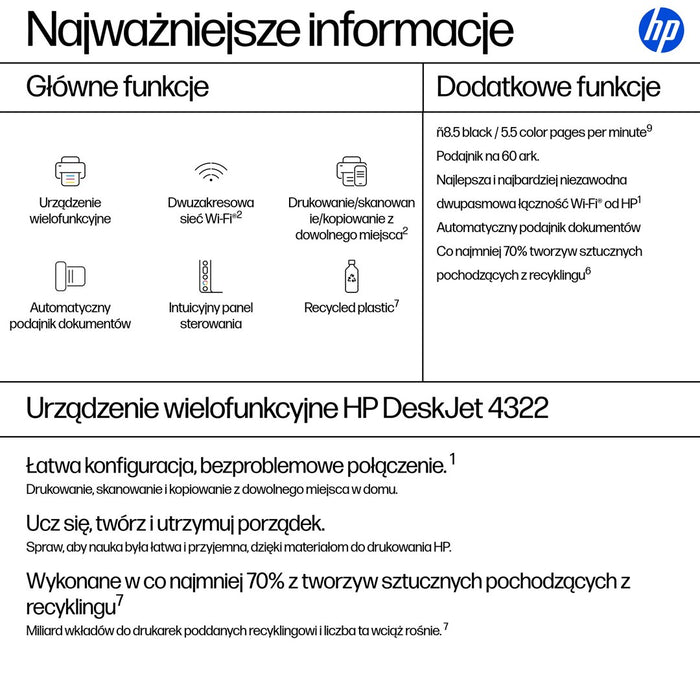 HP DeskJet 4322 All-in-One Color Printer 8.5/5.5 ppm