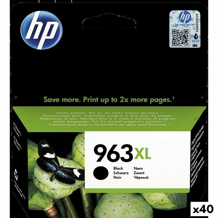 Original Ink Cartridge HP Officejet Pro All-in-One 9010,9012,9014,9015,9016,9019,9020,9022,9025 - Nº 963XL Black (40 Units)