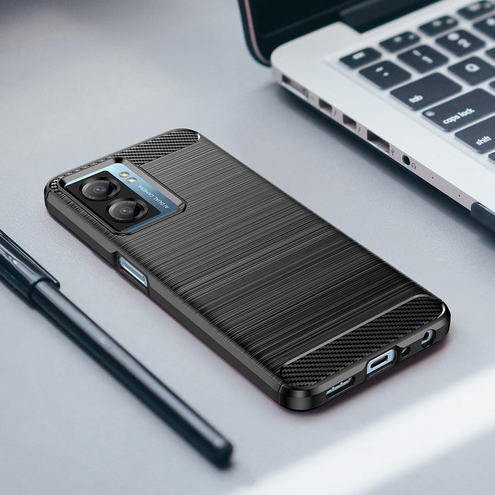 Carbon Case for Xiaomi Poco F4 5G flexible silicone carbon cover black