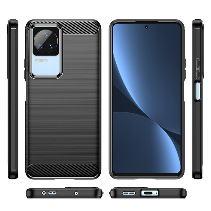 Carbon Case for Xiaomi Poco F4 5G flexible silicone carbon cover black