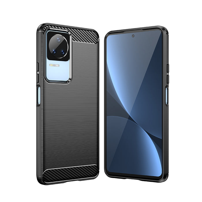 Carbon Case for Xiaomi Poco F4 5G flexible silicone carbon cover black