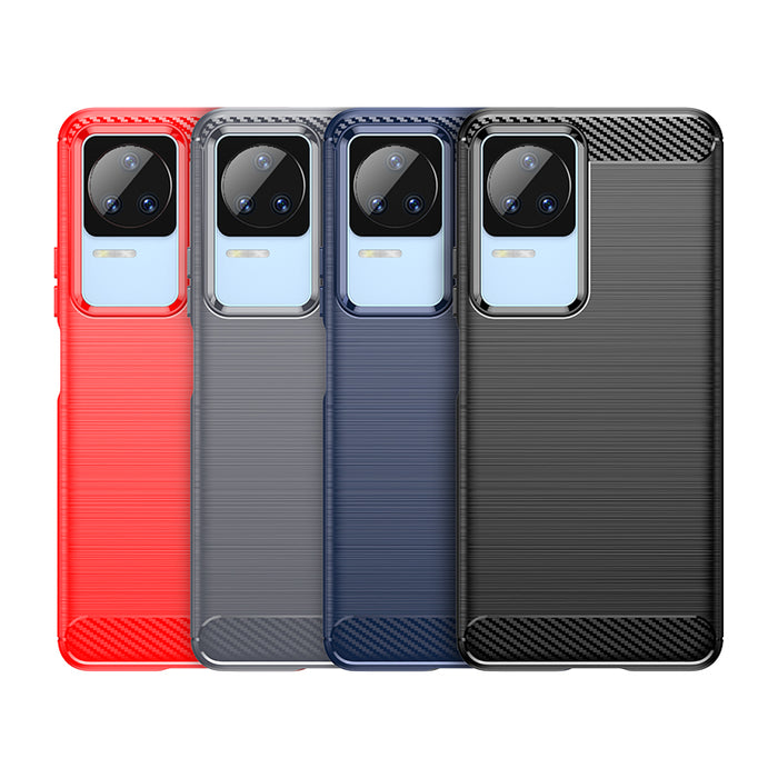 Carbon Case for Xiaomi Poco F4 5G flexible silicone carbon cover black