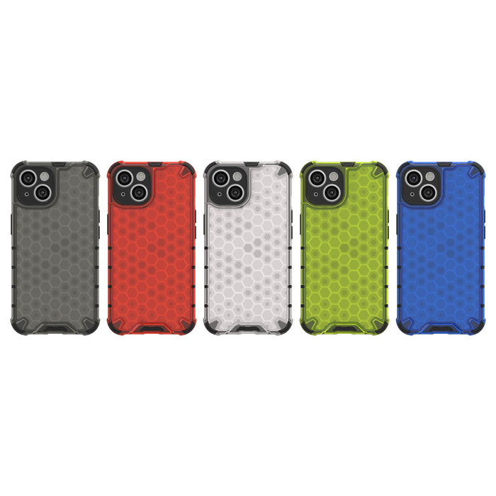 Honeycomb case for iPhone 14 Plus armored hybrid cover blue