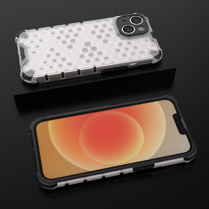 Honeycomb case for iPhone 14 Plus armored hybrid cover transparent