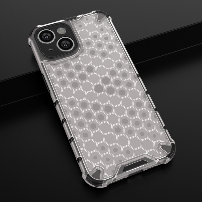 Honeycomb case for iPhone 14 Plus armored hybrid cover transparent